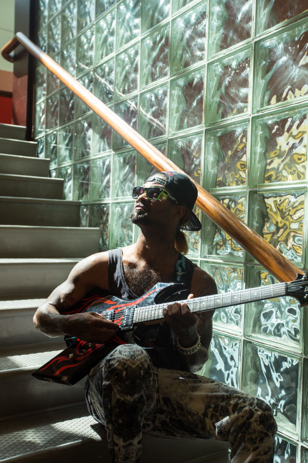 Music student playing the guitar